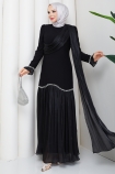 Beyhan Tesettür Abiye Elbise - Siyah