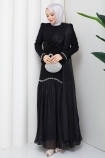 Beyhan Tesettür Abiye Elbise - Siyah