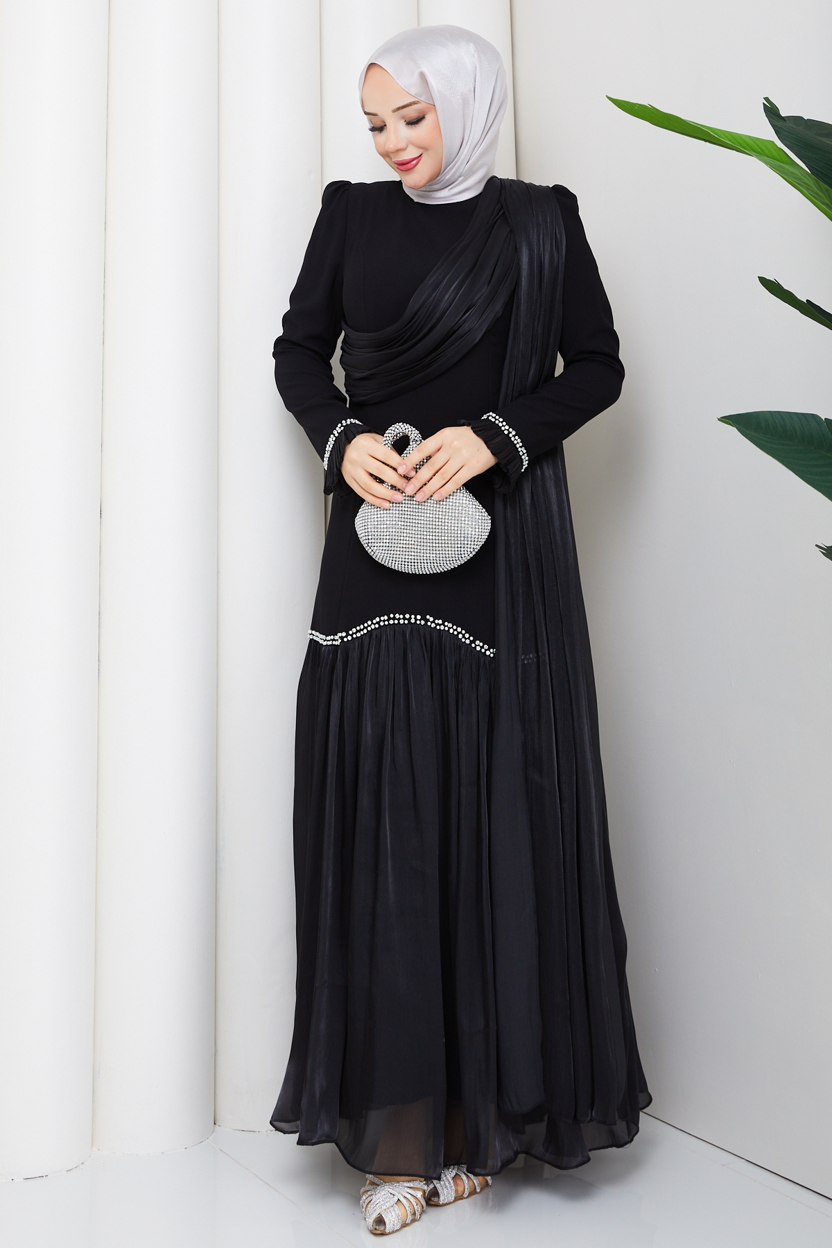 Beyhan Tesettür Abiye Elbise - Siyah