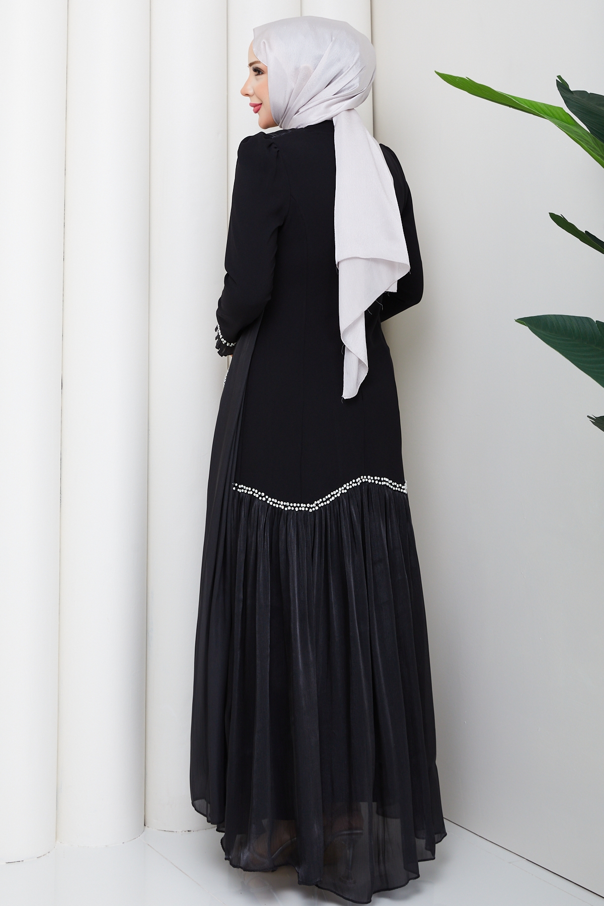 Beyhan Tesettür Abiye Elbise - Siyah