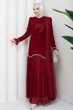 Beyhan Tesettür Abiye Elbise - Bordo