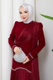 Beyhan Tesettür Abiye Elbise - Bordo