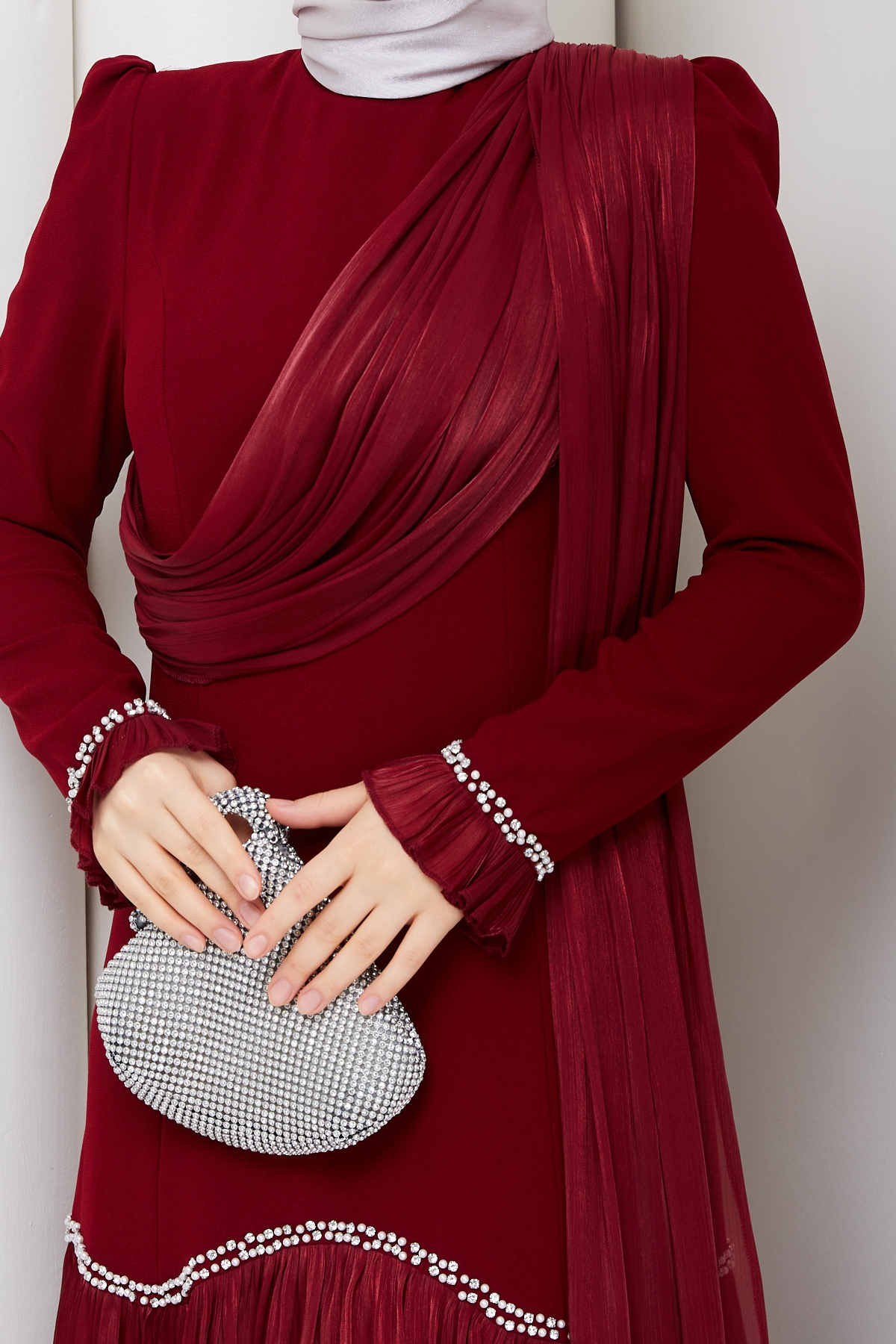 Beyhan Tesettür Abiye Elbise - Bordo