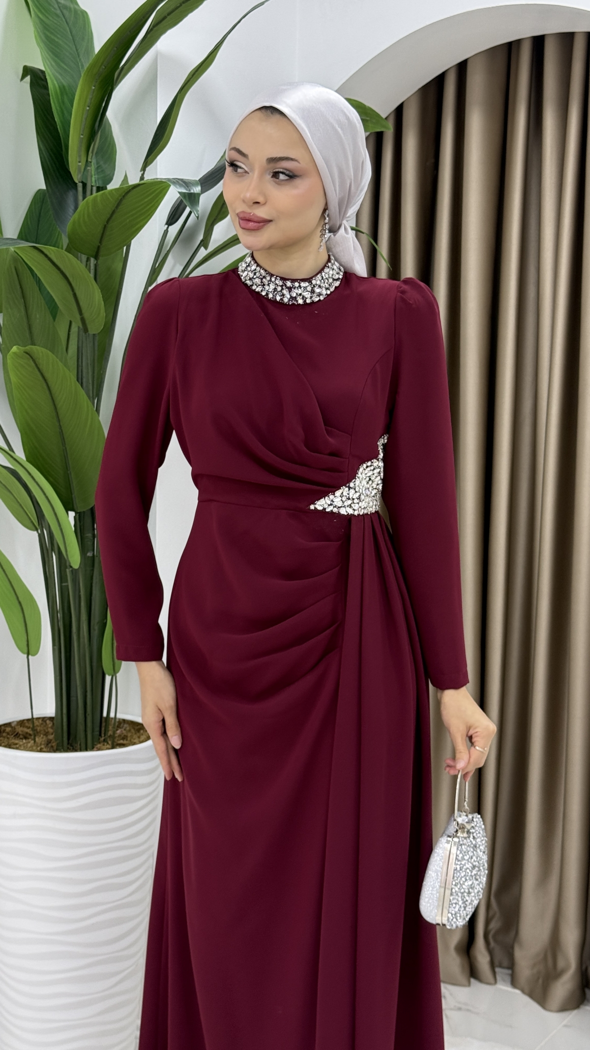 Rezzan Abiye Elbise - Bordo