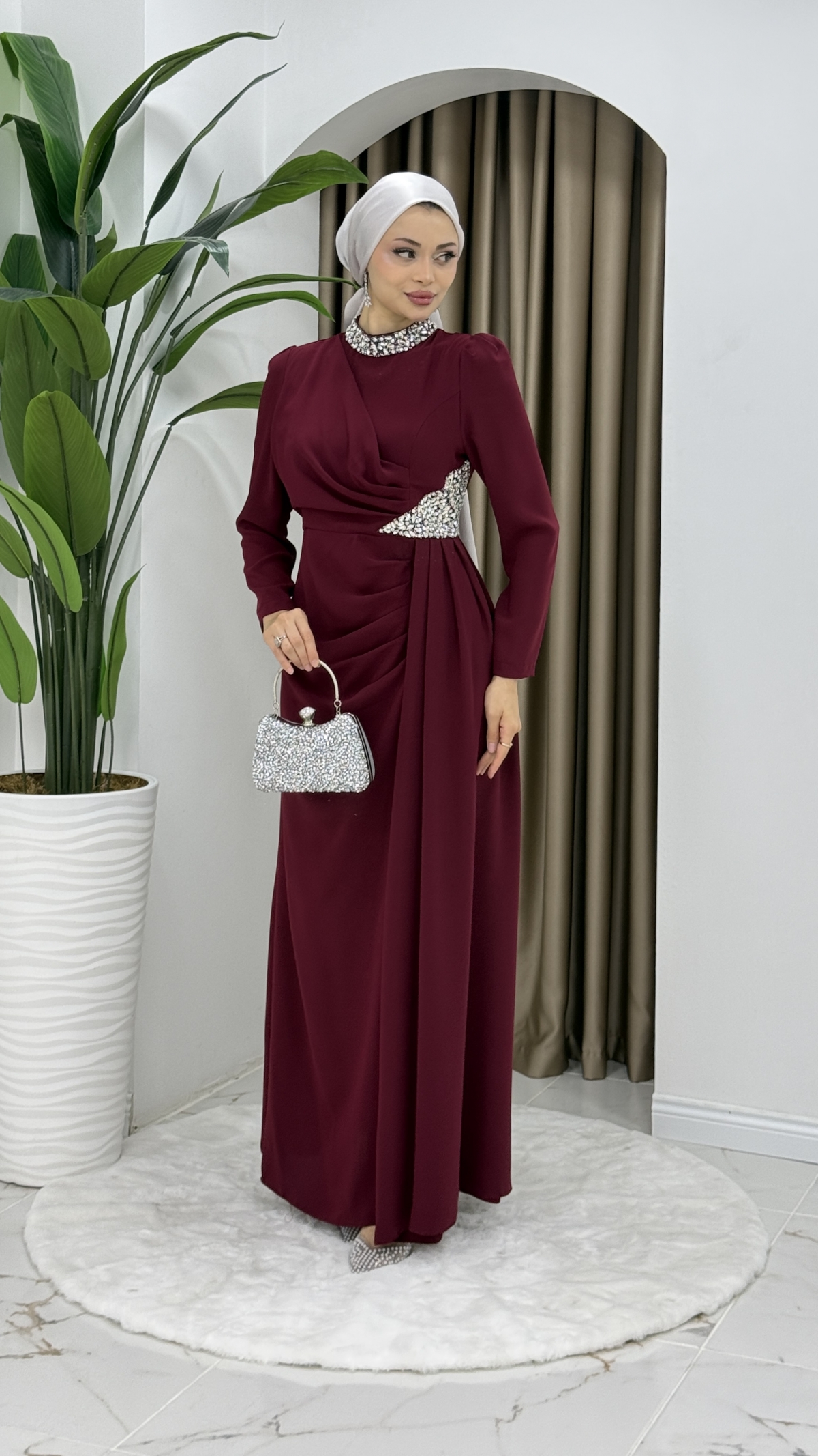 Rezzan Abiye Elbise - Bordo