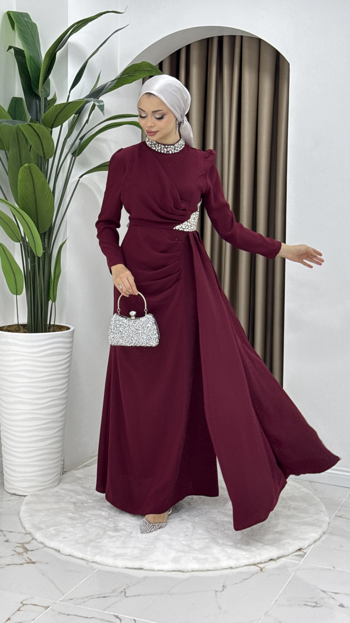 Rezzan Abiye Elbise - Bordo