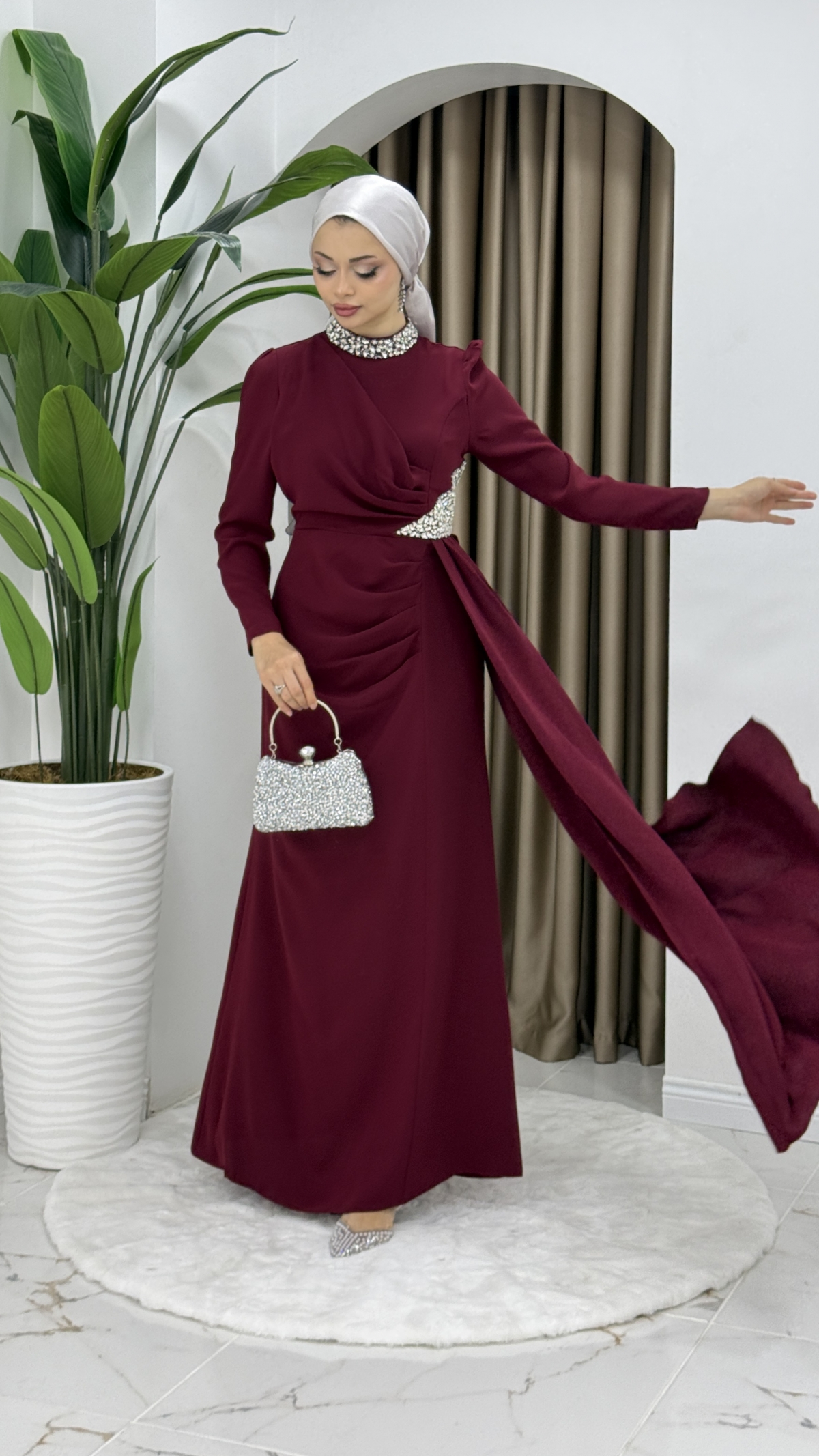 Rezzan Abiye Elbise - Bordo