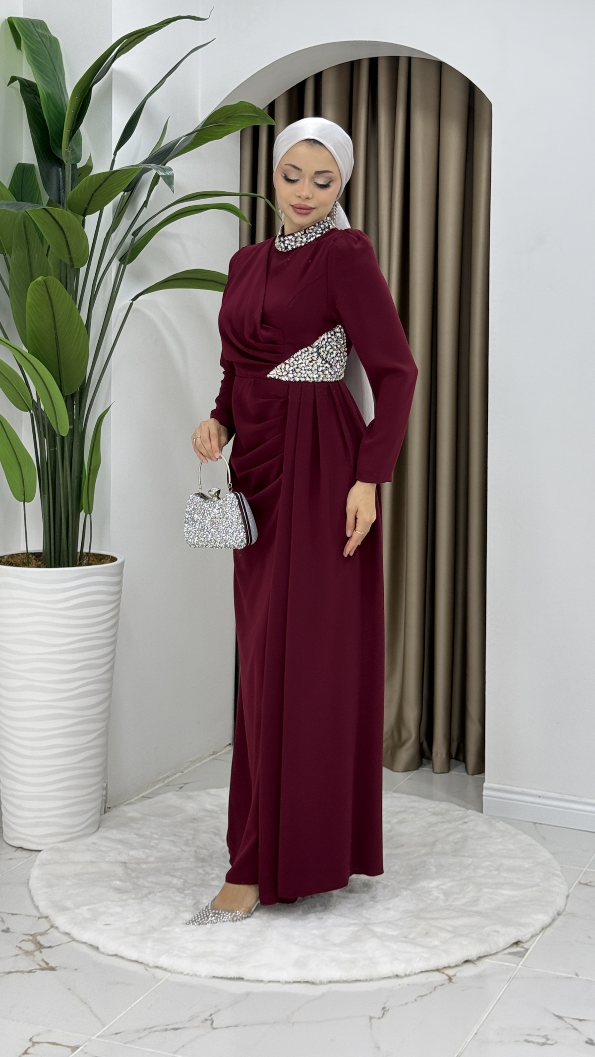 Rezzan Abiye Elbise - Bordo