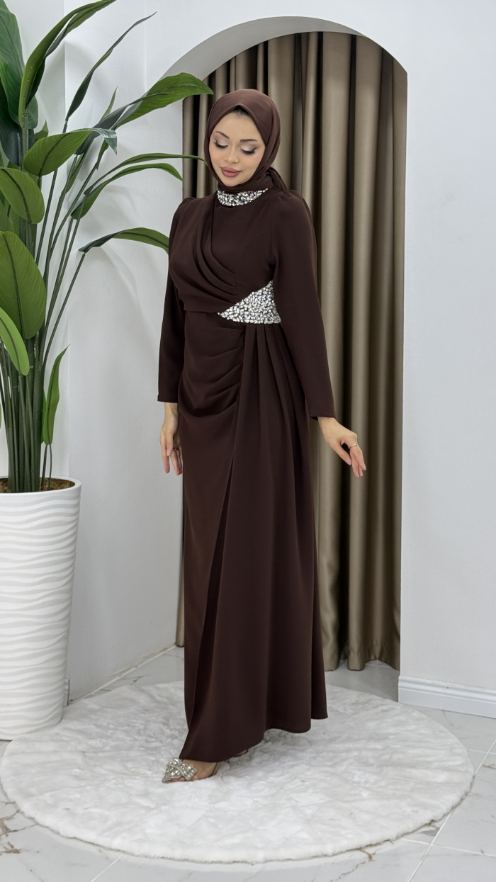 Rezzan Abiye Elbise - Kahve