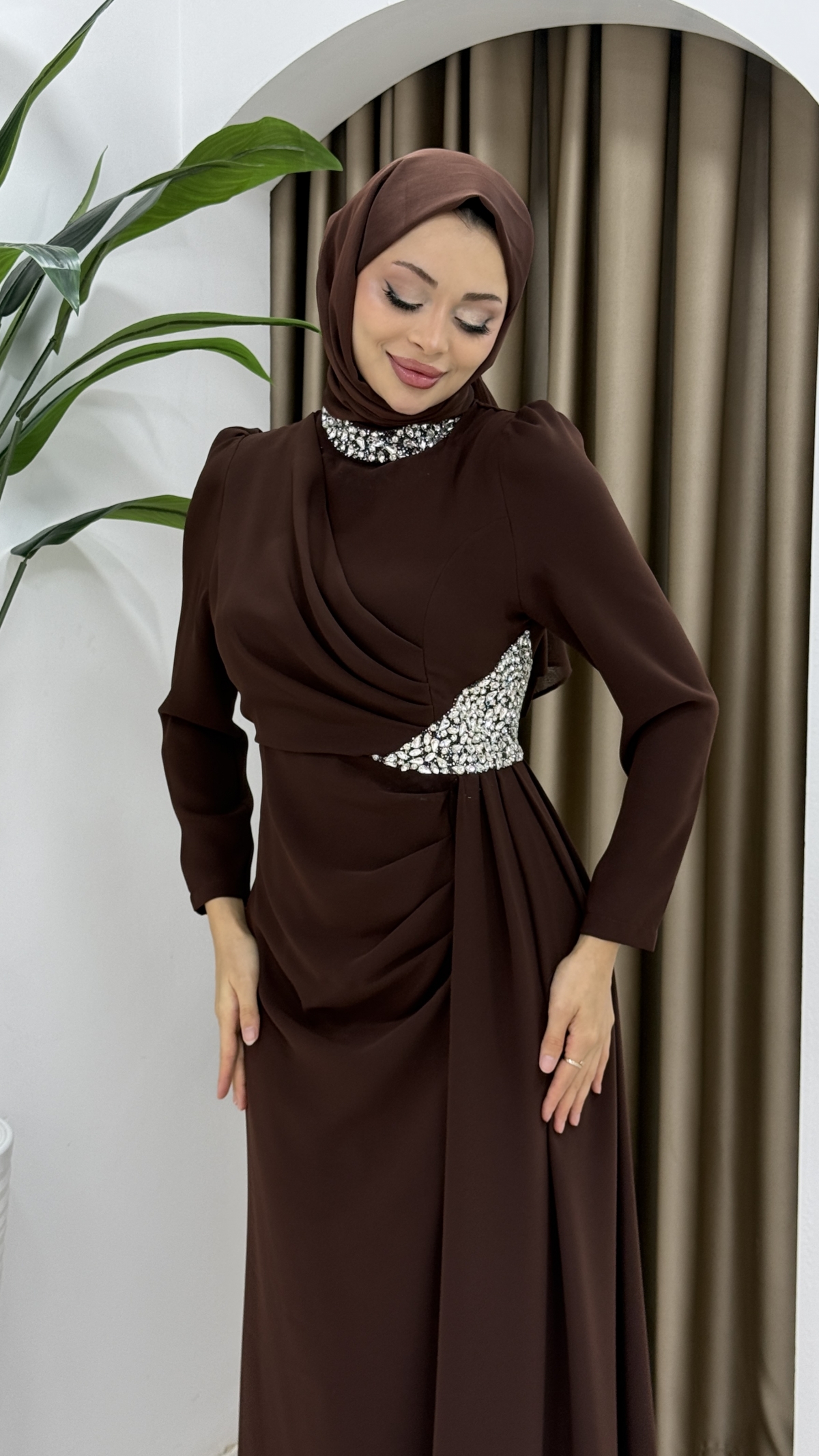 Rezzan Abiye Elbise - Kahve