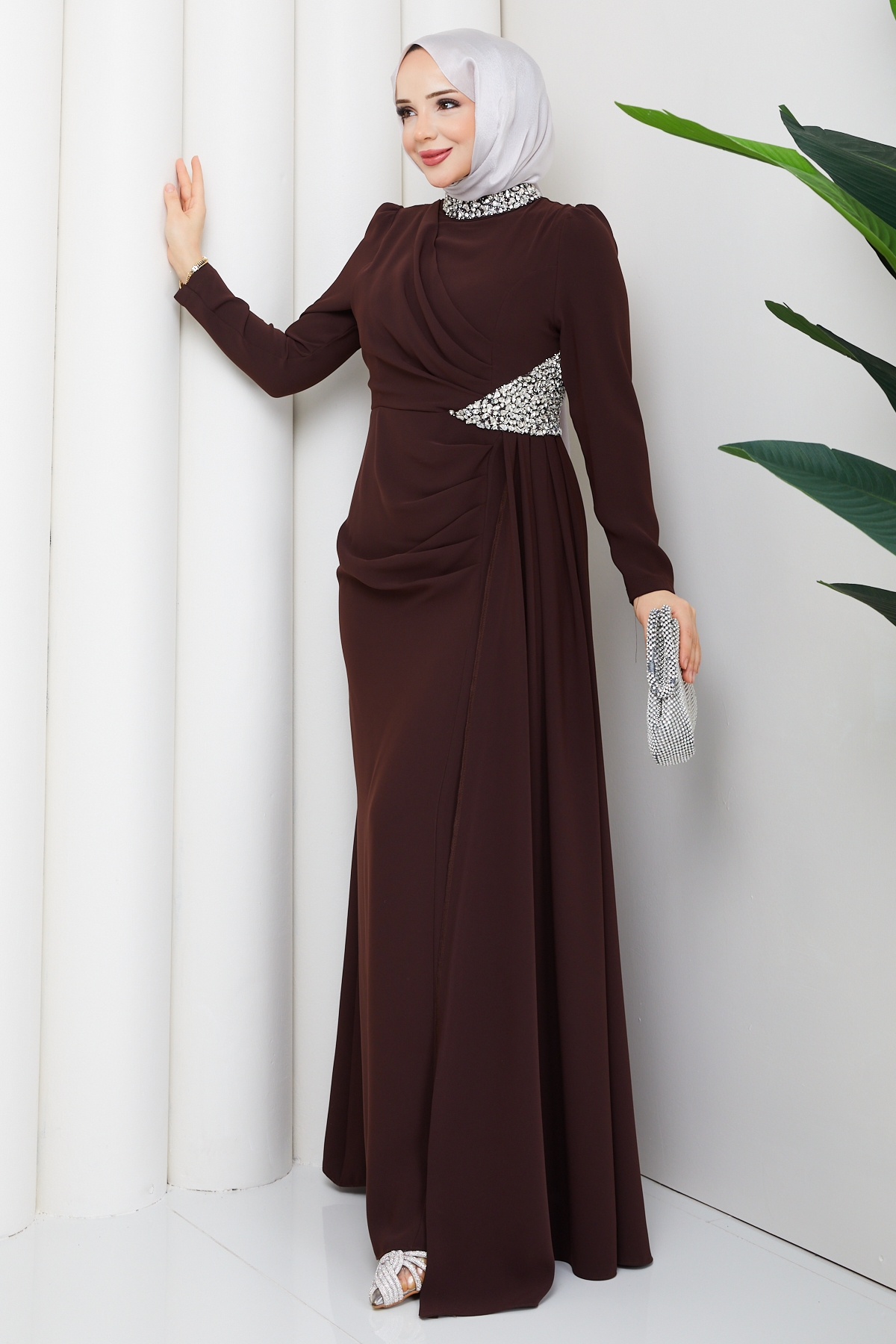 Rezzan Abiye Elbise - Kahve