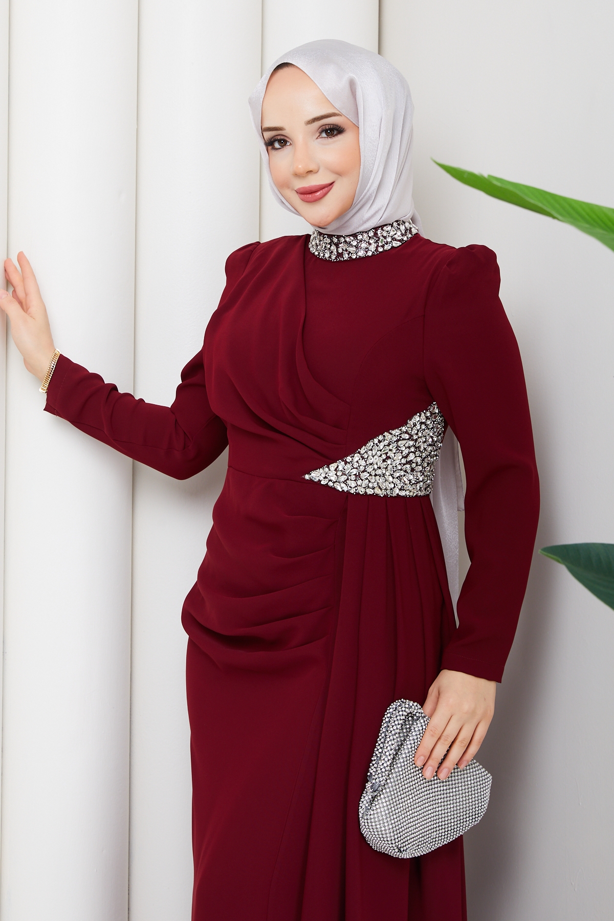 Rezzan Abiye Elbise - Bordo