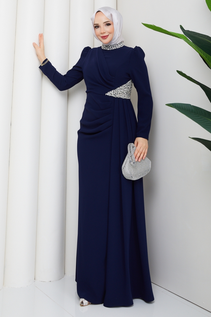 Rezzan Abiye Elbise - Lacivert