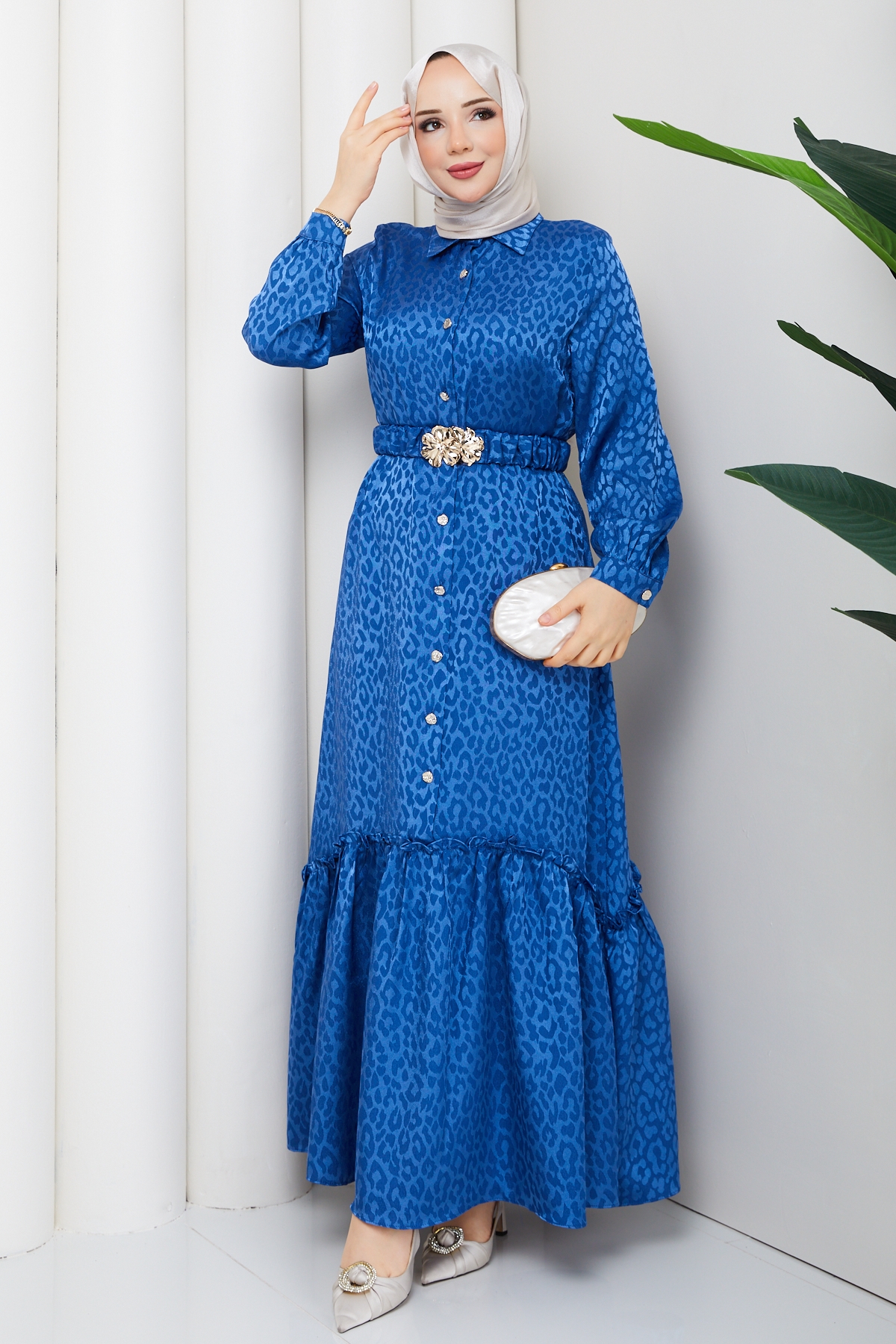 Ümran Tesettür Elbise - Mavi