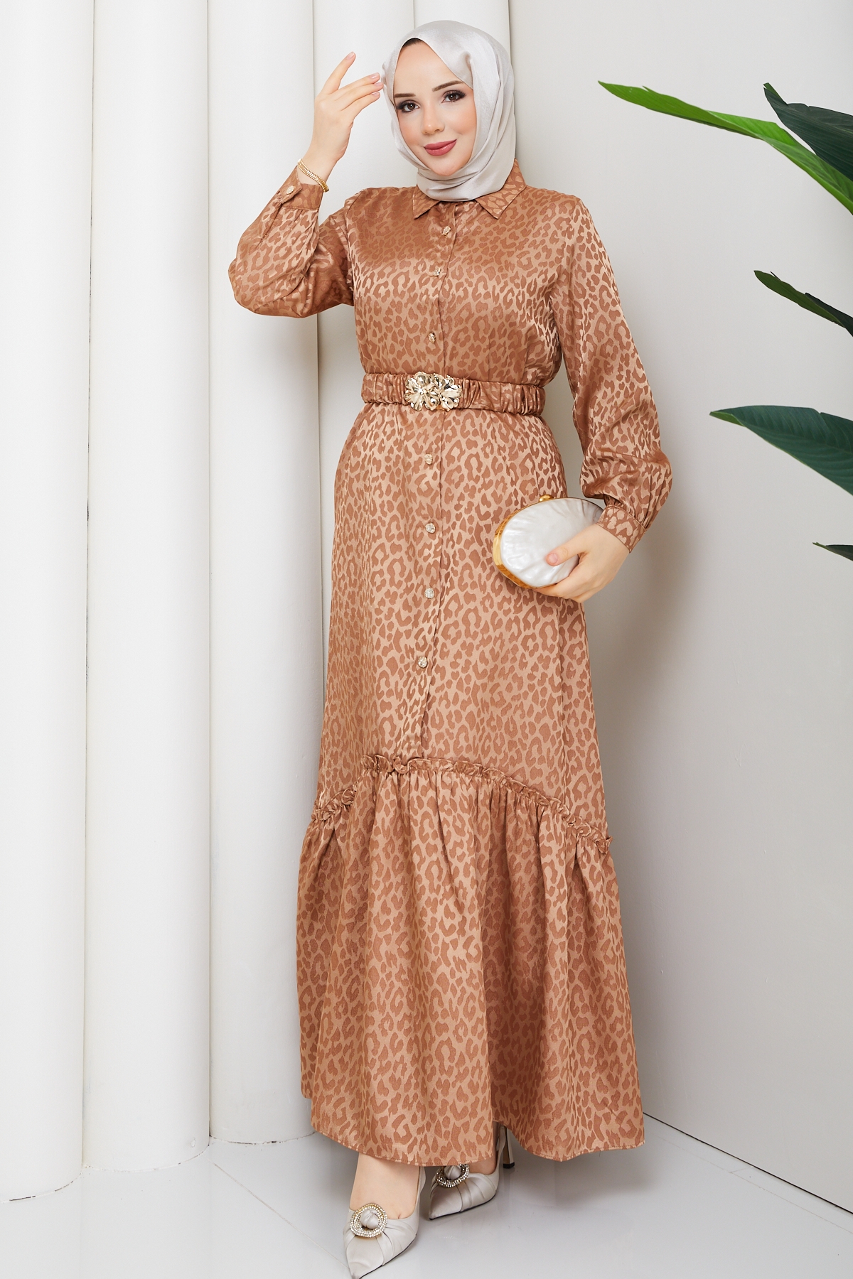 Ümran Tesettür Elbise - Somon