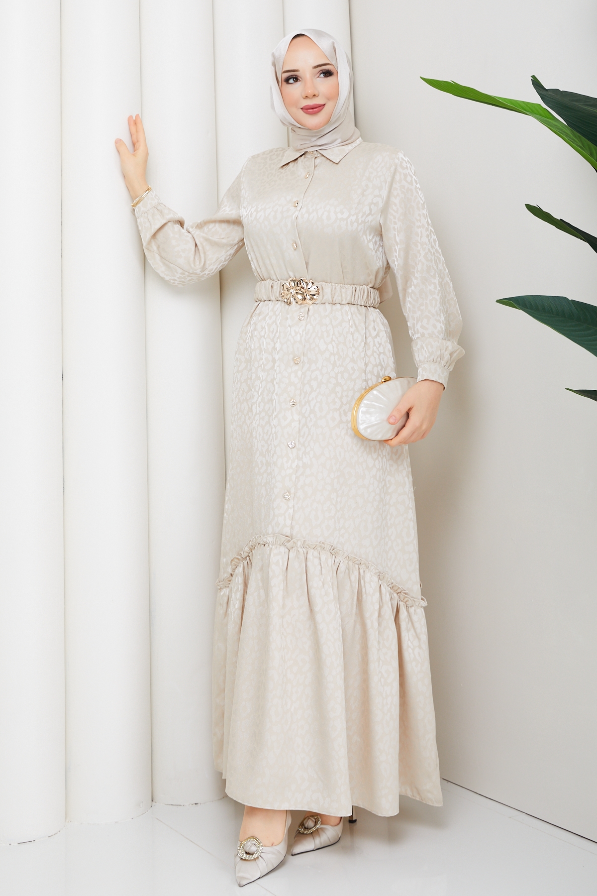 Ümran Tesettür Elbise - Taş