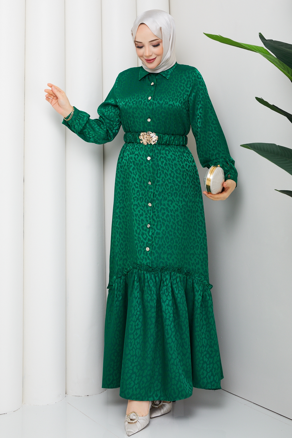 Ümran Tesettür Elbise - Zümrüt