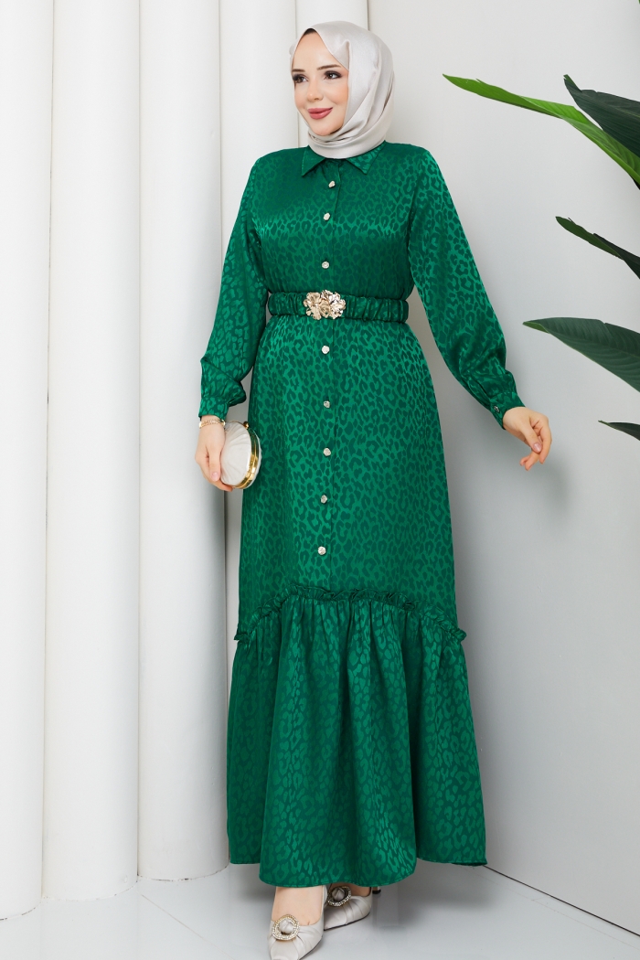 Ümran Tesettür Elbise - Zümrüt