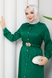 Ümran Tesettür Elbise - Zümrüt