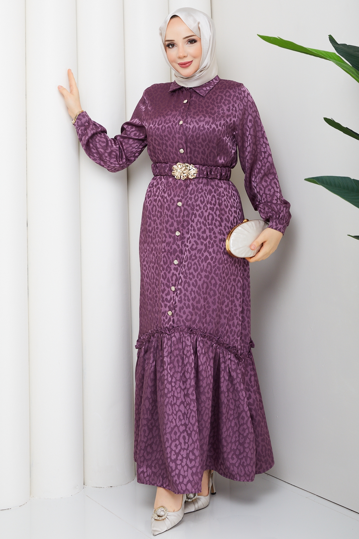 Ümran Tesettür Elbise - Violet