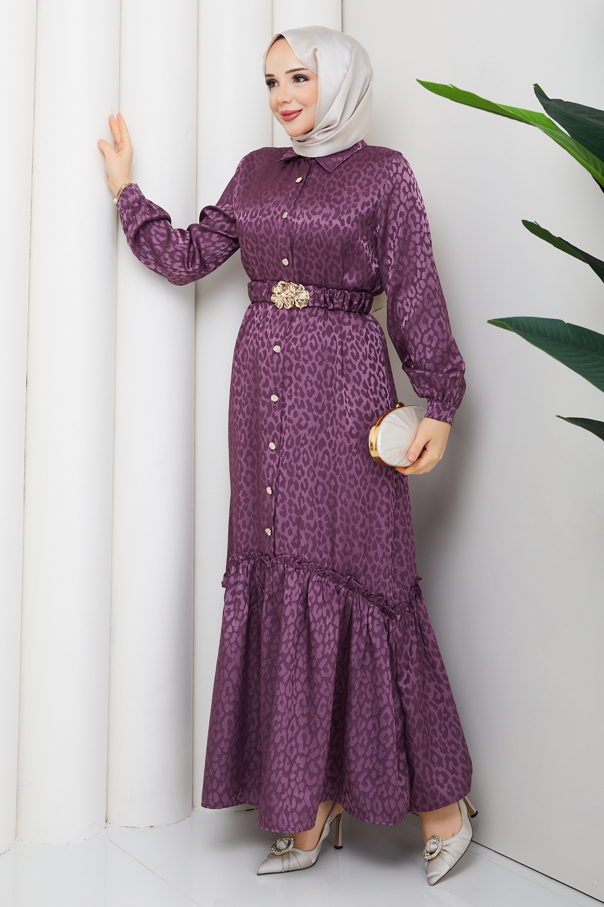 Ümran Tesettür Elbise - Violet