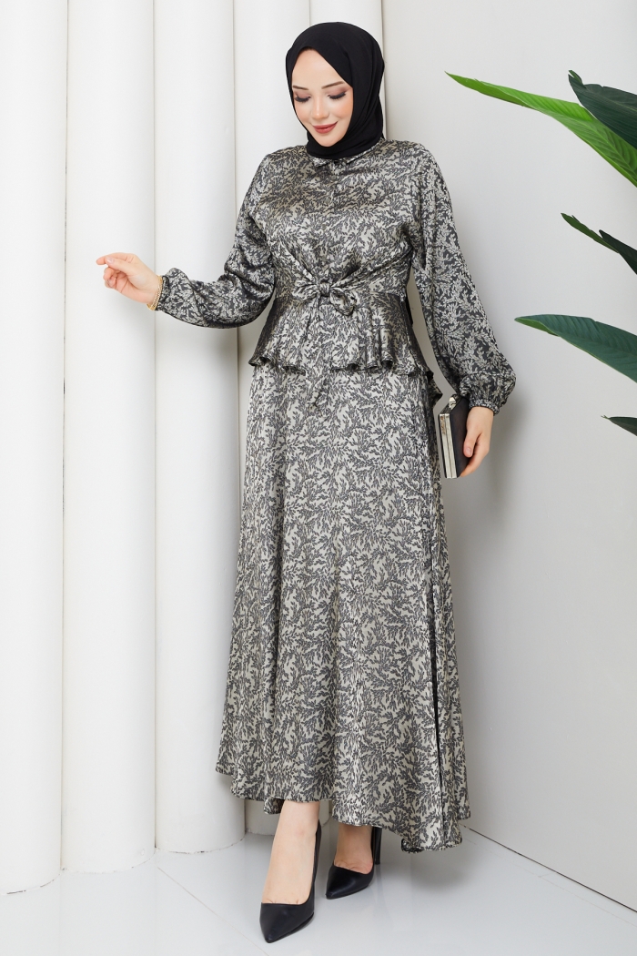 Tuna Tesettür Etekli Takım - Siyah