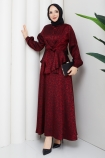 Tuna Tesettür Etekli Takım - Kırmızı
