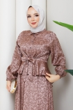 Tuna Tesettür Etekli Takım - Gül