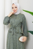 Tuna Tesettür Etekli Takım - Yeşil