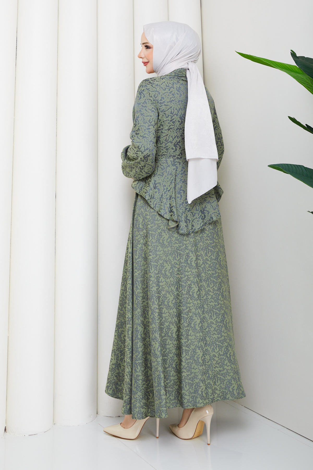 Tuna Tesettür Etekli Takım - Yeşil