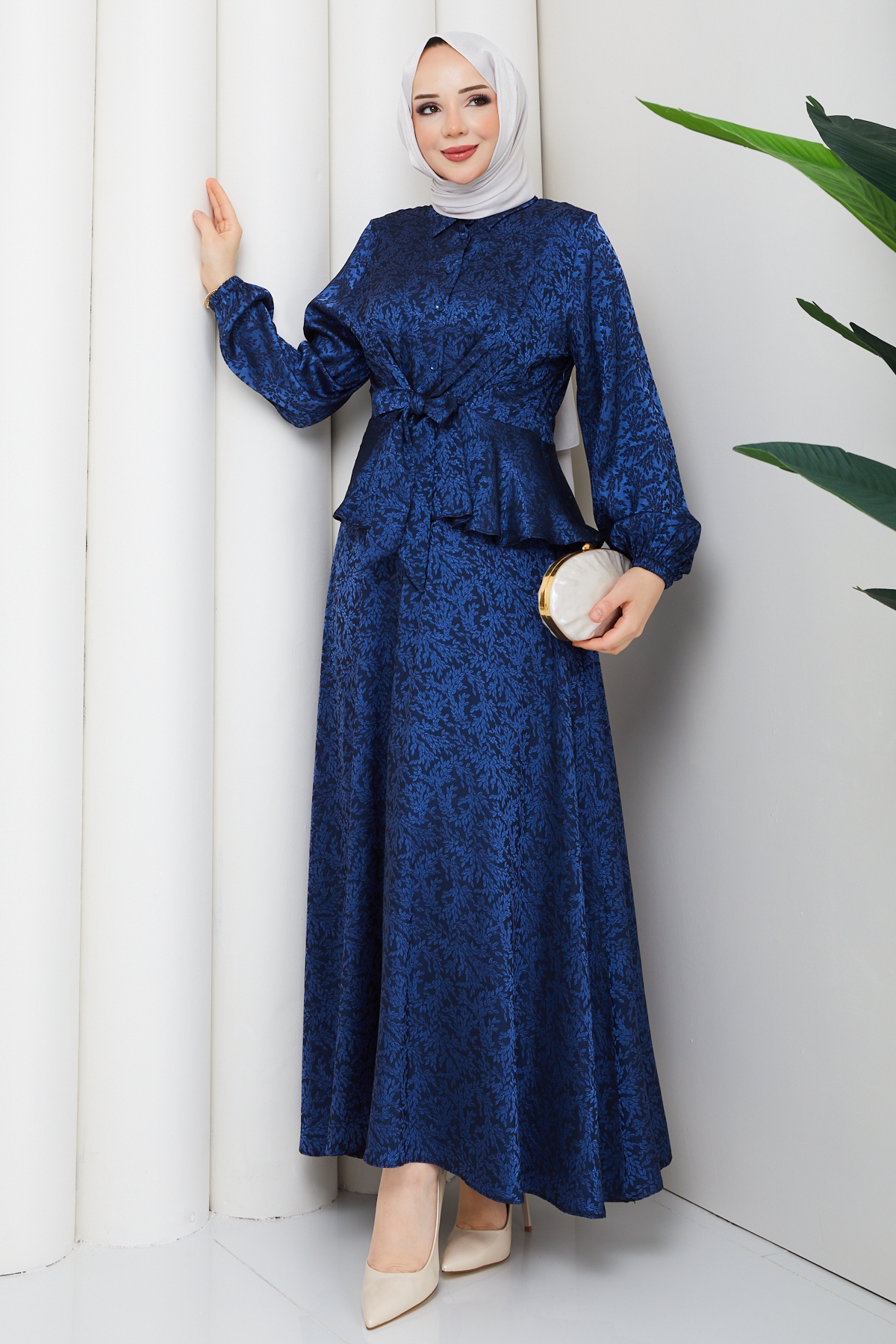 Tuna Tesettür Etekli Takım - Lacivert