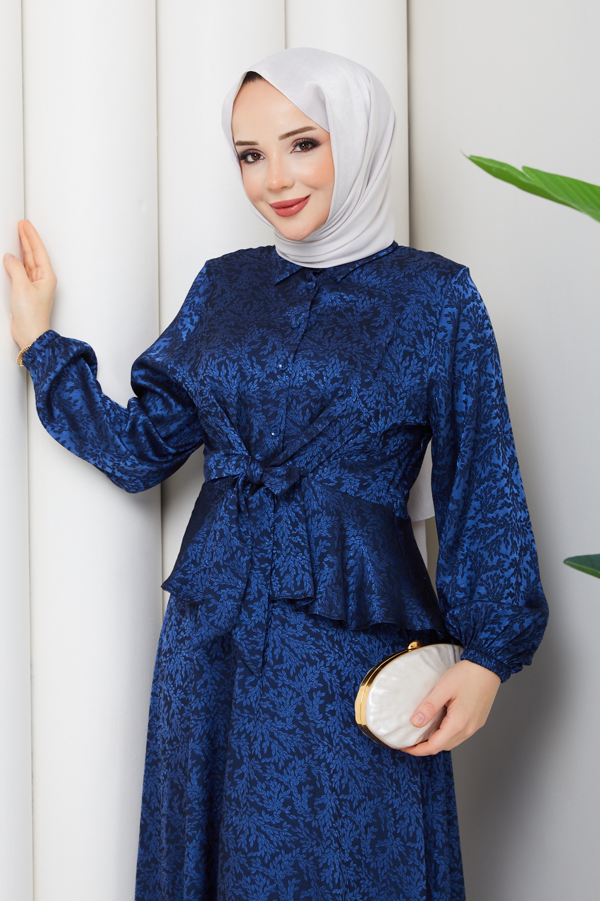 Tuna Tesettür Etekli Takım - Lacivert
