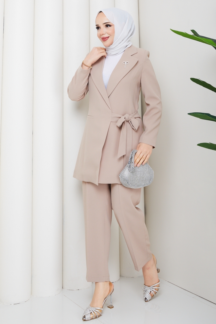 Melodi Pantolon Ceket Takım - Taş