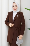 Melodi Pantolon Ceket Takım - Kahve