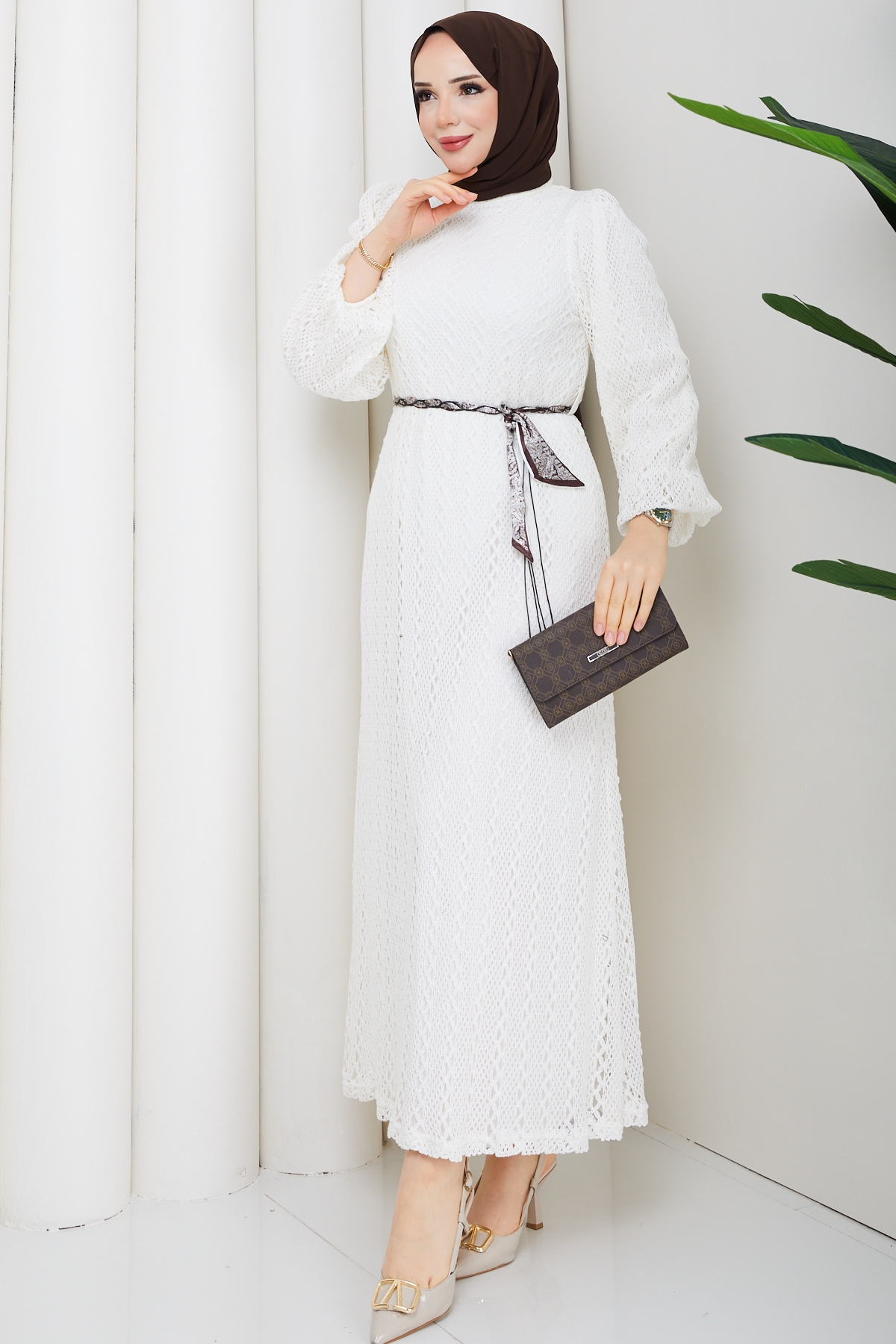 Beyza Elbise - Ekru