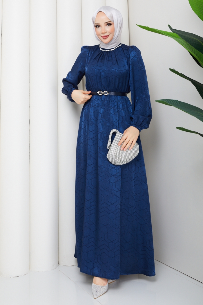 Işık Tesettür Elbise - Lacivert