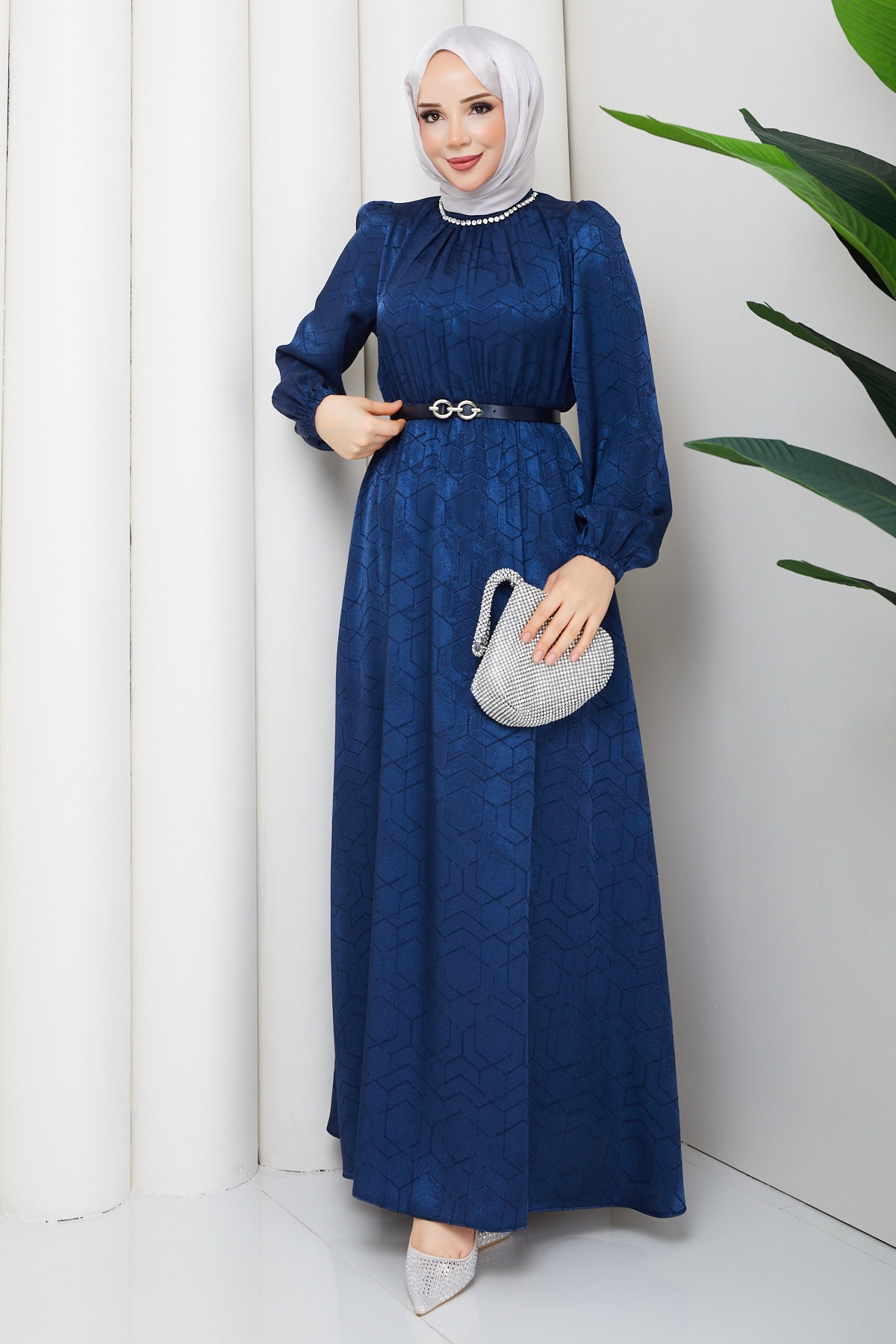 Işık Tesettür Elbise - Lacivert