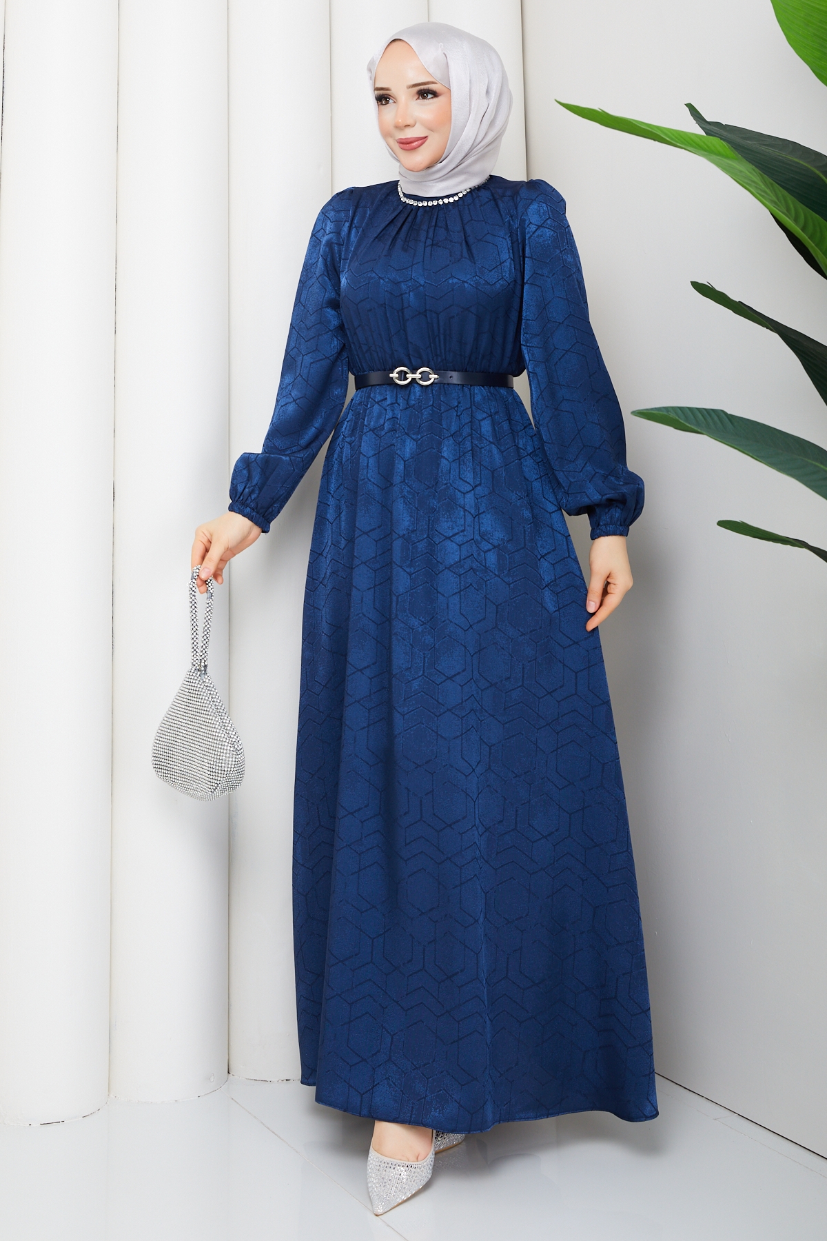 Işık Tesettür Elbise - Lacivert
