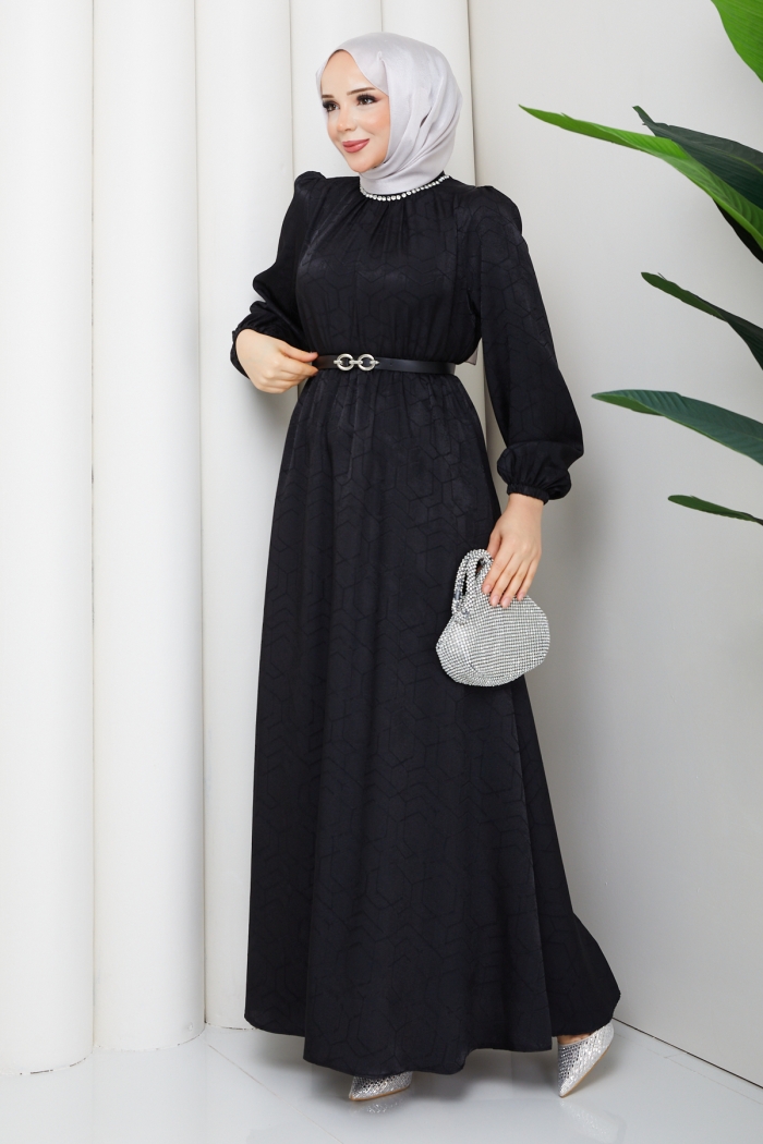 Işık Tesettür Elbise - Siyah