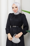 Işık Tesettür Elbise - Siyah