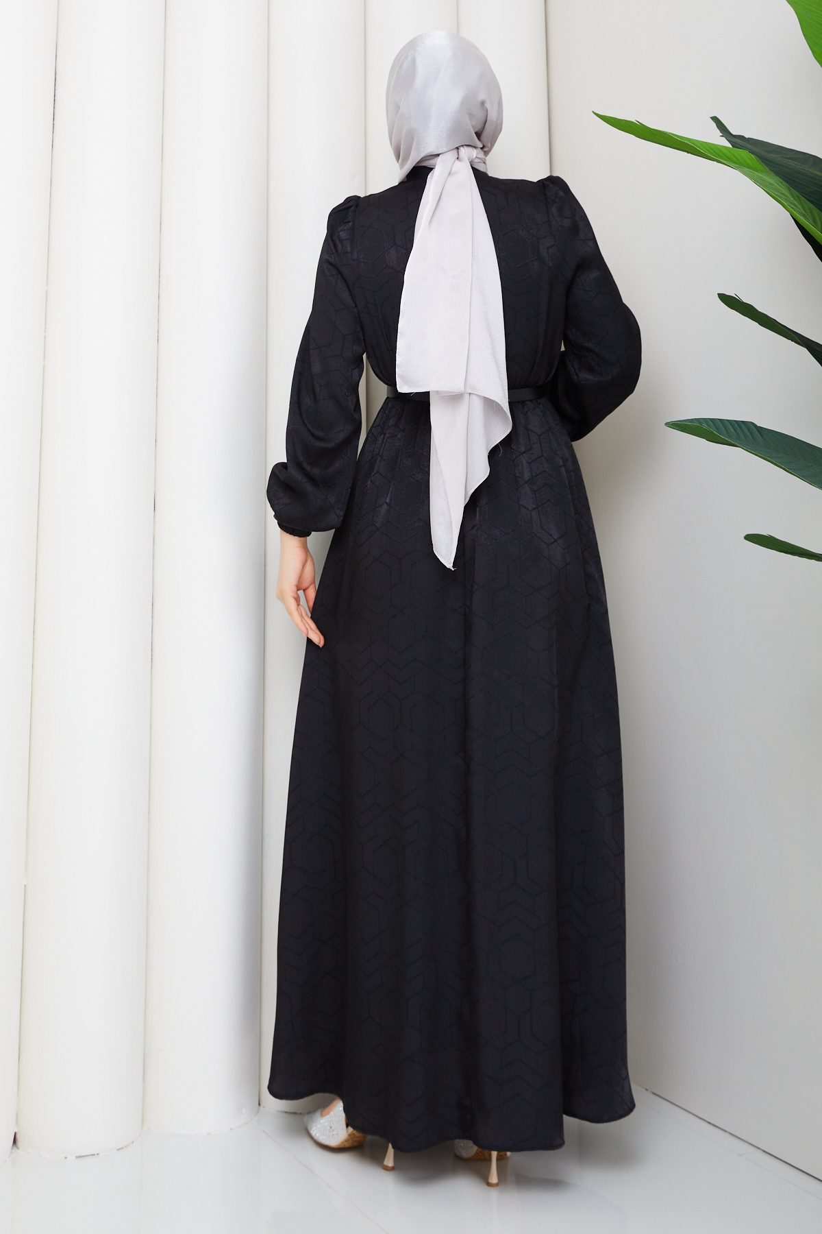 Işık Tesettür Elbise - Siyah