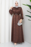 Işık Tesettür Elbise - Kahve