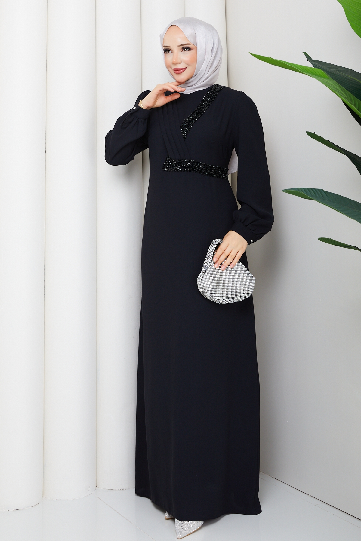 Minel Abiye Elbise - Siyah