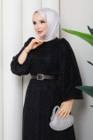 Kemerli Tesettür Elbise - Siyah