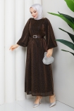 Kemerli Tesettür Elbise - Kahve