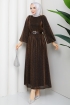 Kemerli Tesettür Elbise - Kahve