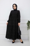 Güpürlü Elbise - Siyah