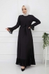 Pilise Detaylı Elbise - Siyah