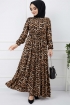 Leopar Desenli Elbise 4595