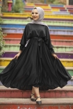 Kobe Saten Elbise - Siyah